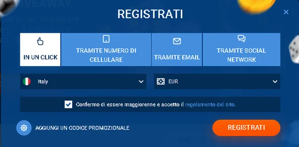 Bonus al momento della registrazione su MostBet