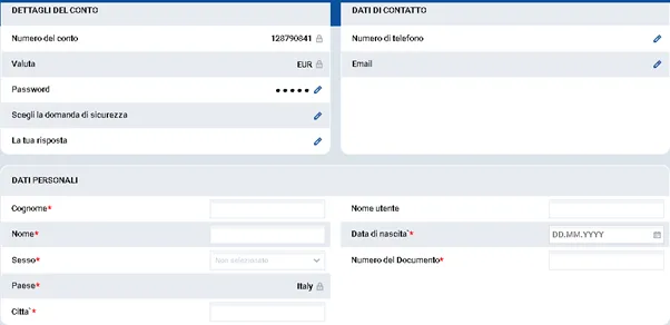 Conto personale su MostBet