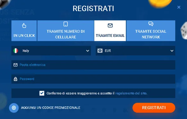 Registrazione tramite e-mail